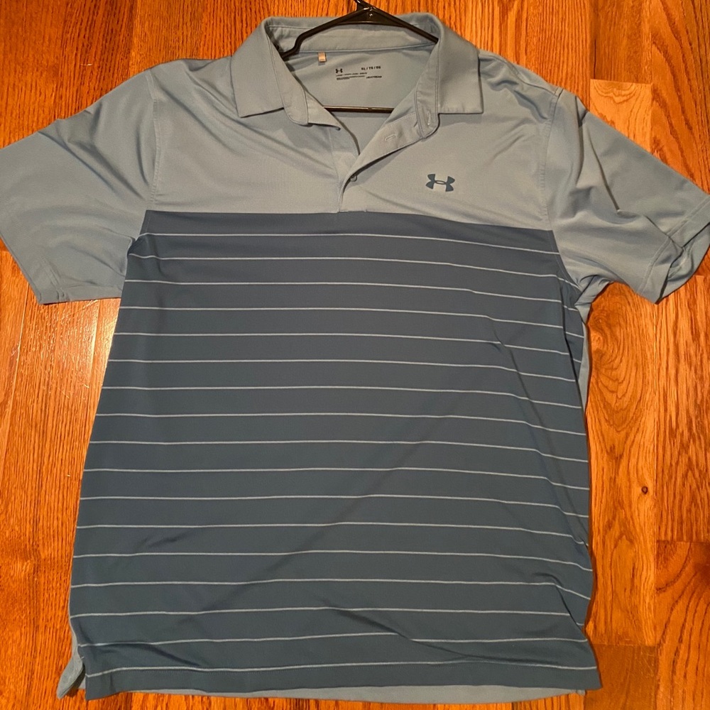 Men’s Under Armour Light Blue Stripe Golf Shirt XL